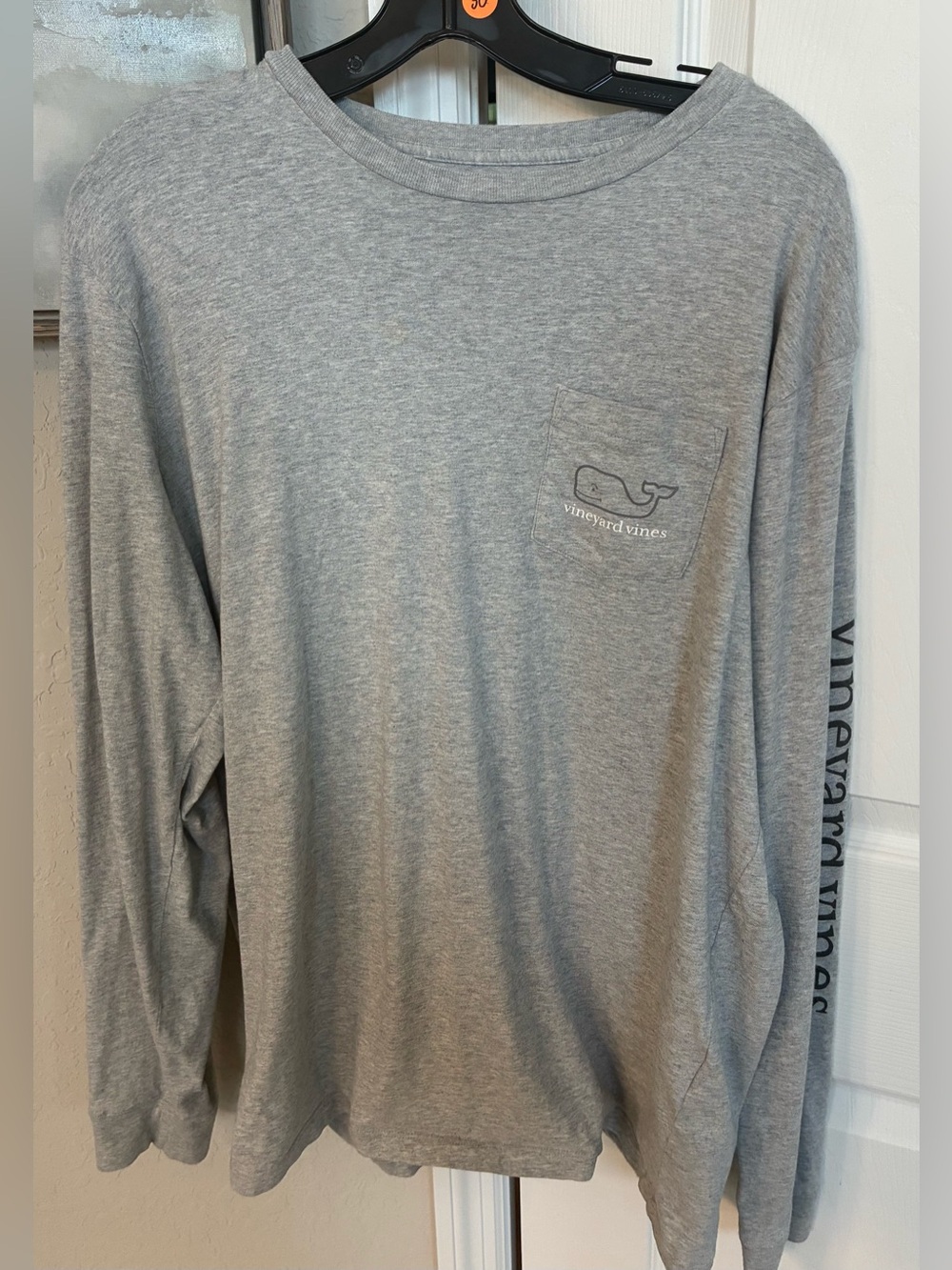 Vineyard Vines Men's Classic Logo Box Pocket L/S Crew Neck Tee-Sz L-EUC-Quick